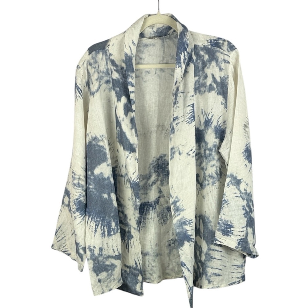 Bellambra Made in Italy 100% Linen Tie Dye Kimono Cardigan Plus Size 1X/X1
